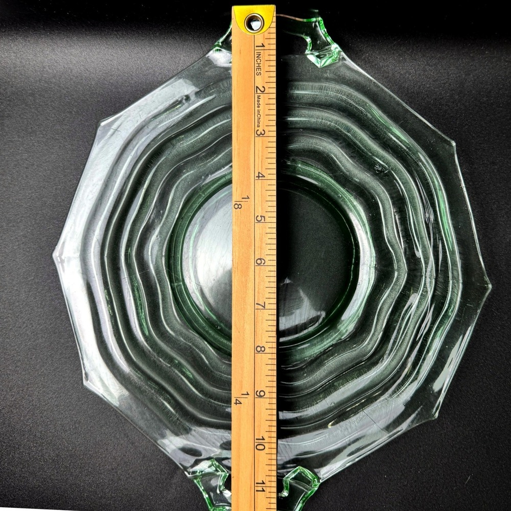 Jenkins Ocean Wave Uranium Glass Handled Cake Plate Platter #190 Depression - Picture 7 of 16